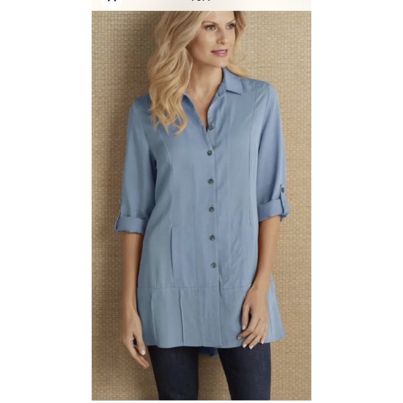 Soft Surroundings Tencel Island Breeze Shirt Button Down PM - Picture 1 of 5